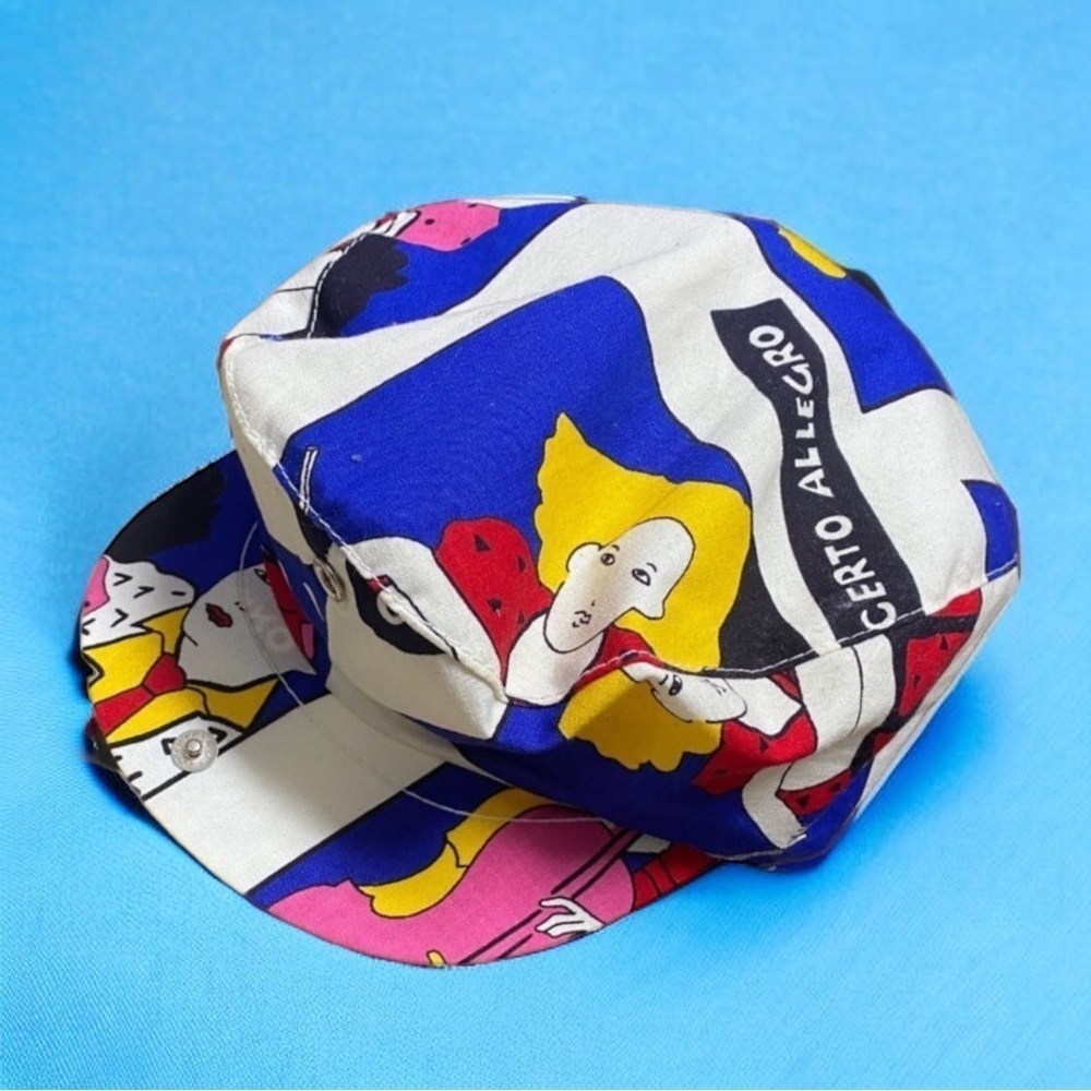 Unisex 1990s Newsboy Fresh Prince Cap Sz Large Multicolored Flat Hat by Adam